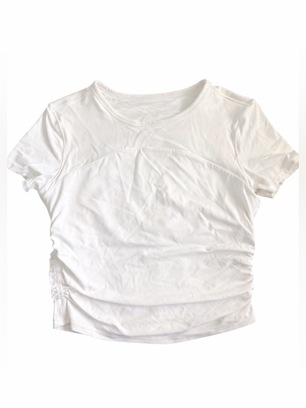 Glowmode White Women's Athletic Crop Top | Built-In Shelf Bra | Size M